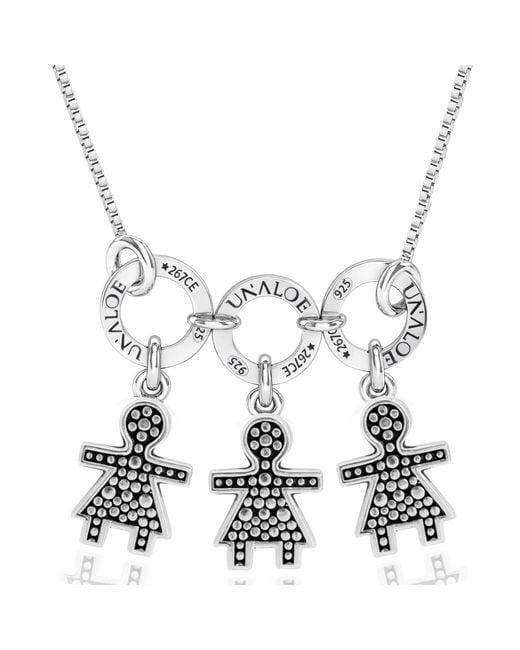 Unaloe Metallic Sterling Necklace With Three Baby Star Charms Representing Three Girls