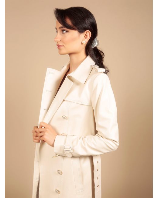 Santinni Natural Neutrals 'Belle Du Jour' 100% Leather Trench Coat