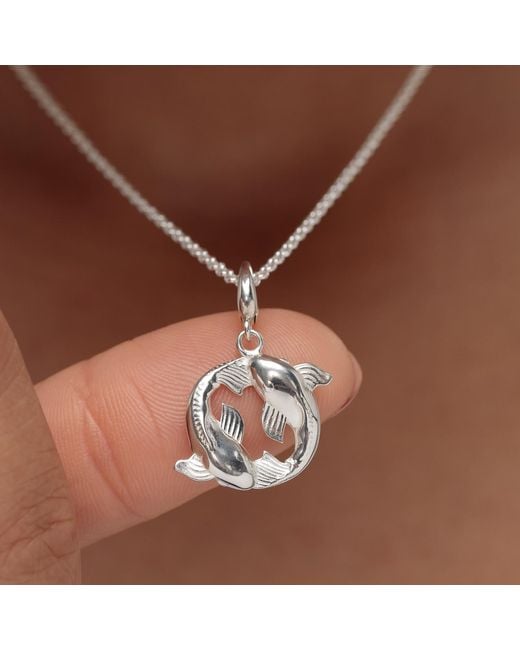 Lily Charmed Metallic Sterling Koi Fish Pisces Zodiac Charm Necklace