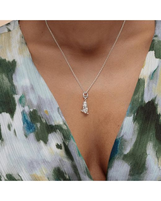 Lily Charmed Metallic Sterling Pug Charm Necklace