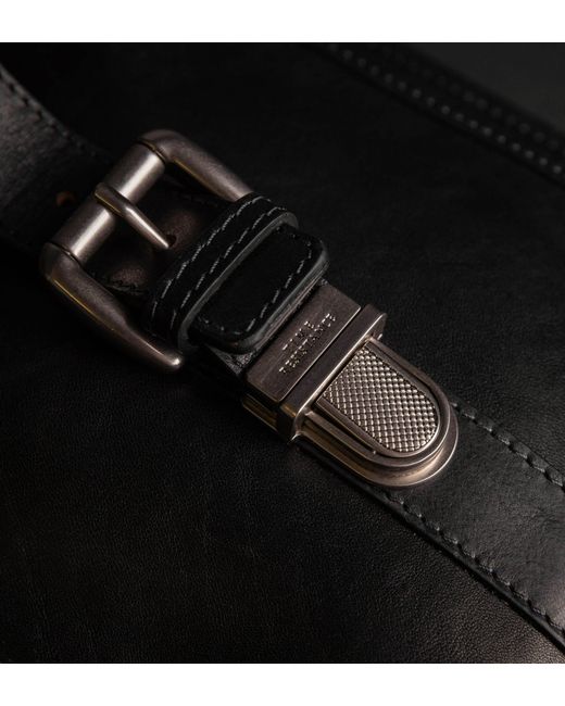 Time Resistance Black Leather Satchel Bag for men
