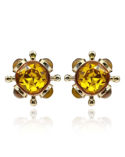 Michael Nash Jewelry Yellow Monica Topaz And Tigereye Sputnik Earrings