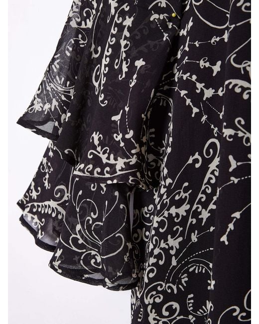 Rose & Nancy Black Freya Print Flute Sleeve Mini