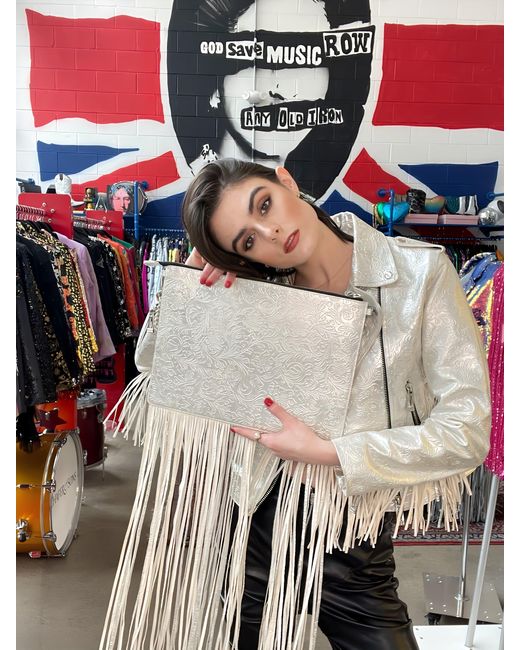 Any Old Iron White Swirl Large Leather Bag
