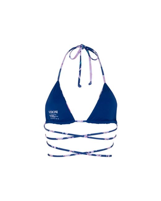 Veroni Swim Blue Lunar Petal Wrap Around Straps Bikini Top