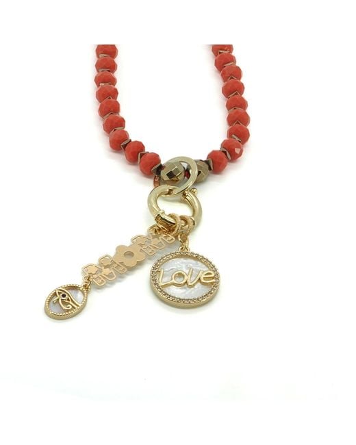 Ebru Jewelry Metallic Journey Of Love Mom Pendant Beaded Necklace