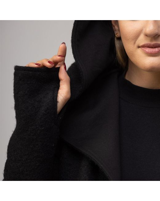 Nikka Place Black Wool Hooded Cardigan Jacket With Pockets