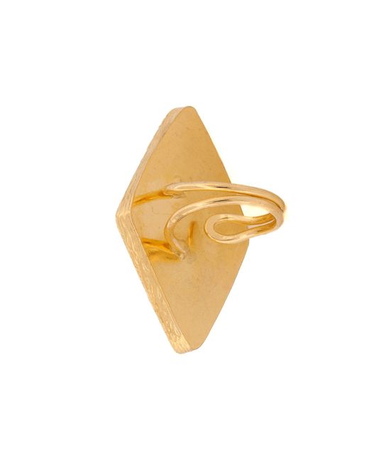 Ebru Jewelry Stylish Blue Cat Eye Stone Gold Chunky Ring