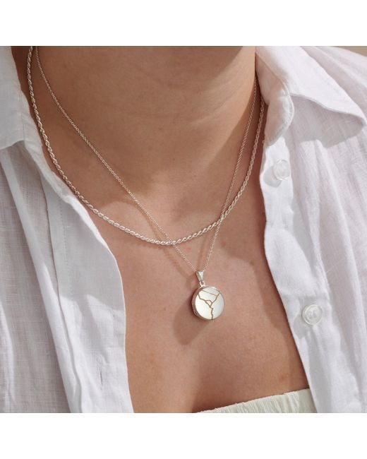 Posh Totty Designs Metallic Kintsugi Small Round Locket Necklace