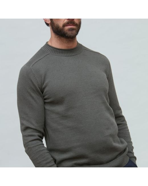 Paul James Knitwear Green Lightweight Cotton Linen Slaithes Saddle Shoulder Jumper for men