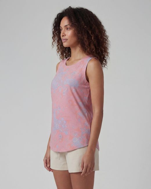 Lords of Harlech Pink Tina Paisley Explosion Coral Muscle Tank