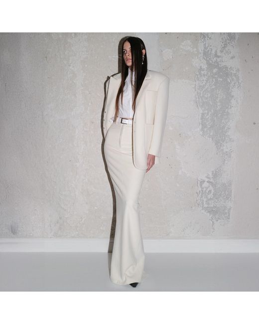 Vestiaire d'un Oiseau Libre White Cashmere Pencil Skirt