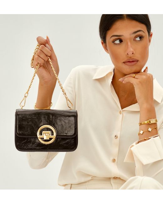 Apatchy London Black The Tilly Chocolate Crinkle Patent Leather Bag