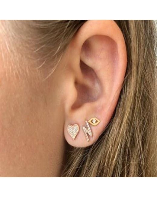 Ecce | Artisan Diamonds Metallic Solid 14Ct Mini Heart Diamond Pair Stud Earring