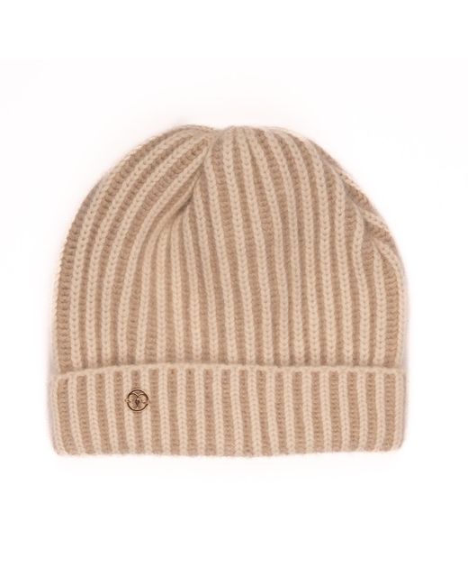 Bel Cashmere Natural Neutrals Knitted Cashmere Hat Ivory And
