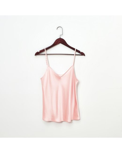 Soft Strokes Silk Pink Pure Mulberry Silk Camisole With Adjustable Straps