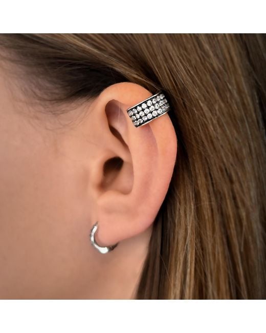SALLY SKOUFIS White Destiny Ear Cuff With Made Cz Diamond Stimulant