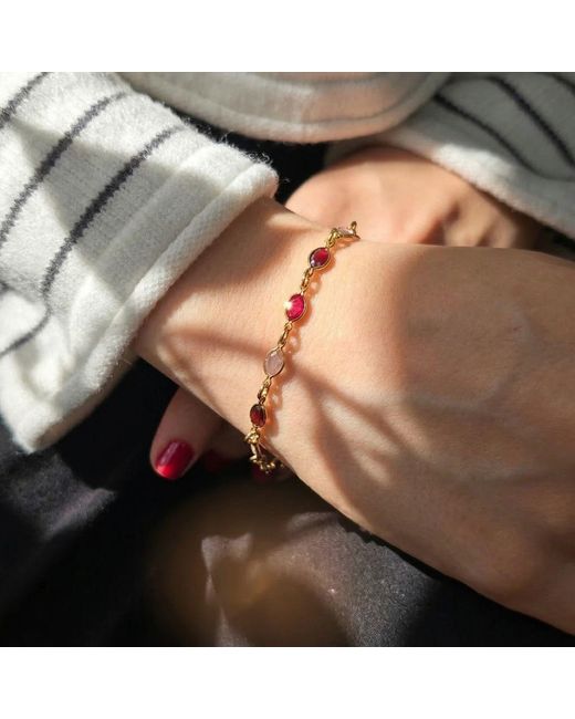Harfi Metallic Multi Gemstone Crystal Bracelet