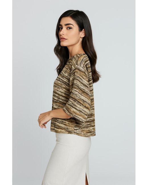 Conquista Gray Textured Knit-Effect Printed Oversized T-Shirt