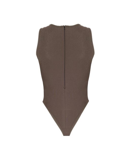 No'design Green Thick Strap Cut-Out Khaki Bodysuit