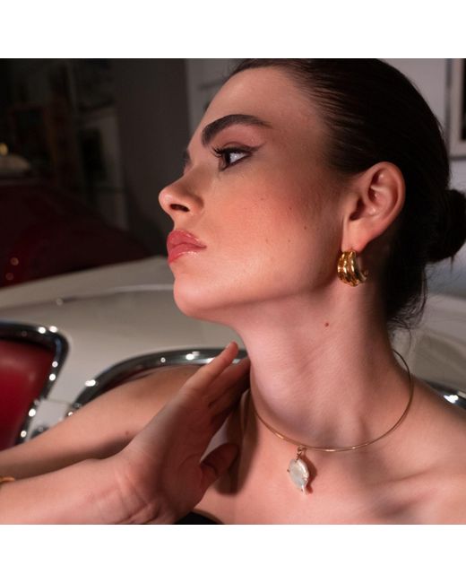 LINYA JEWELLERY Metallic Bery Vintage Big Hoop Earrings