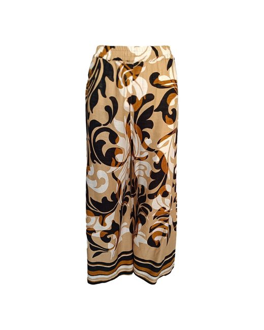Haris Cotton Natural Printed Linen Blend Pants With Elastic Waist- Opulent