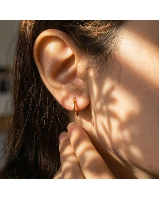 Harfi Metallic Tiny Plain Everyday Classic Plated Hoop Earrings
