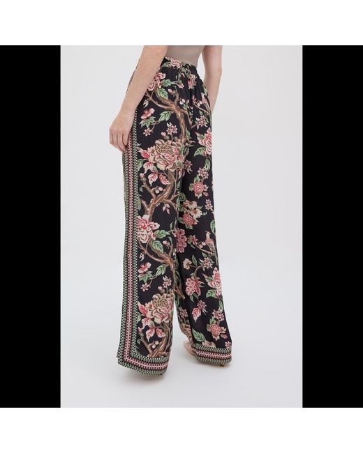 Raishma Black Floral Wide-Leg Trousers