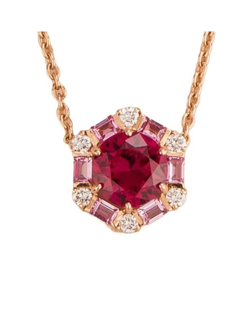 Juvetti Red Melba Rose Necklace Ruby, Sapphire & Diamond
