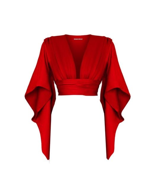 Sanctumum Red Calypso Kimono Top With Xl Ties