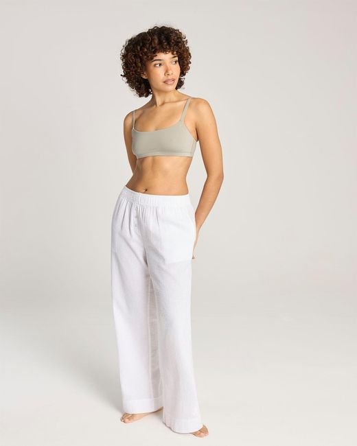 Nudea White Seersucker Button Trouser