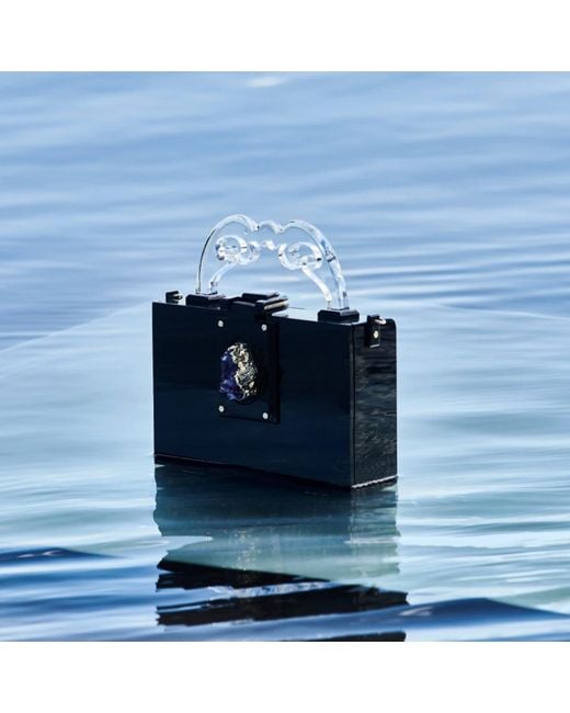 Gissa Bicalho Black Handmade Acrylic Clutch Aura