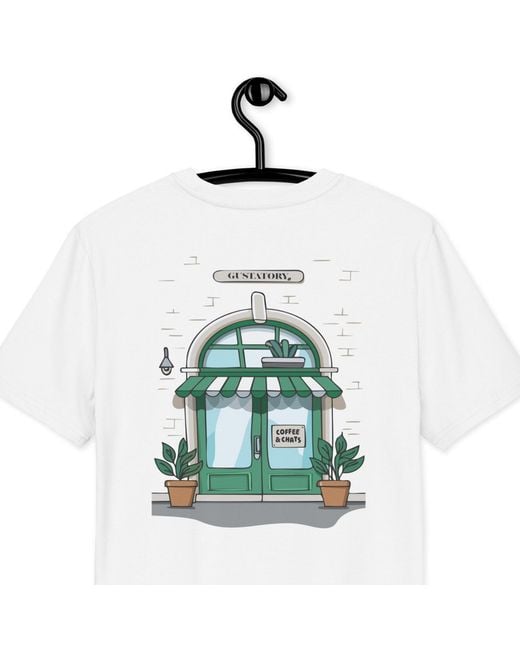 Anchor and Crew Blue Gustatory Coffee & Chats Organic Cotton Embroidered T-Shirt