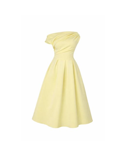 Girl In Mind Yellow Betty Asymmetric Midi Dress