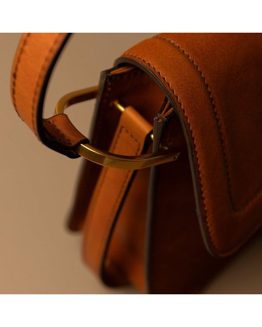 Time Resistance Brown Leather Flap Bag For