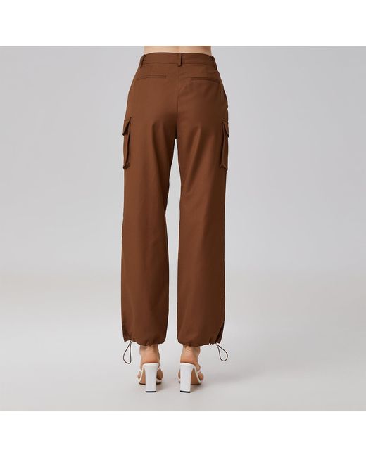 Smart and Joy Brown Drawstring Ankle Cargo Pants