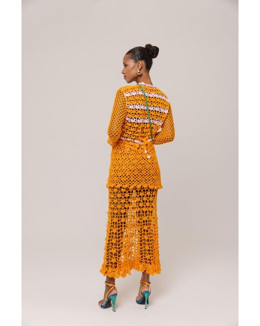 Andreeva Orange California Poppy Handmade Crochet Shirt