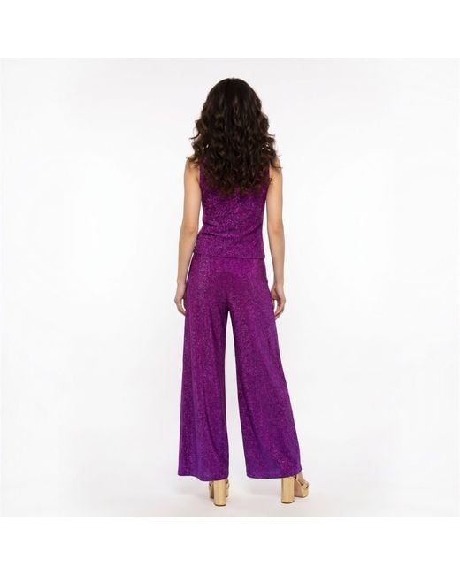 Laura Citron Purple Electric Orchid Lamé Top