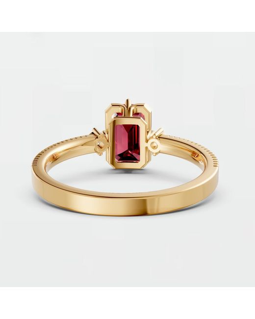 Aya Fine Jewelry Red Emerald Cut Ruby Solitaire Ring
