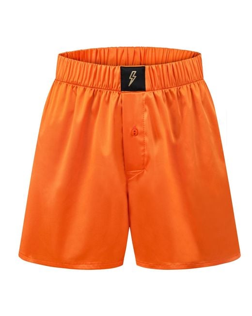 Ekcentrik Orange Satin Boxer Shorts Wild Sunrise