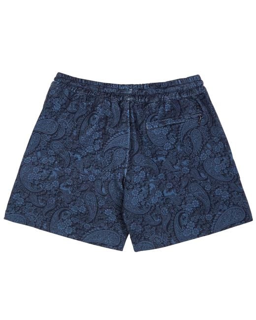 Lords of Harlech Blue Silus Paisley Romance Interlock Shorts for men