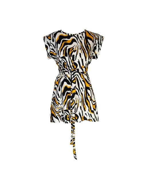 Jennafer Grace Metallic Saffron Zebra Tunic & Palazzo Set