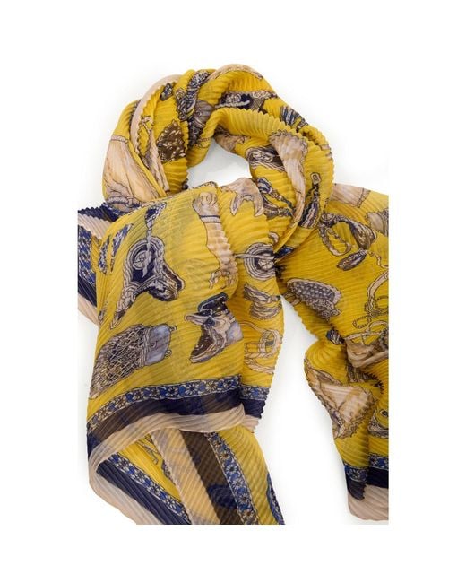 Saachi Yellow Pleated Equestrian Scarf