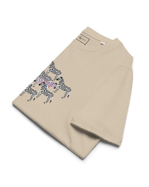 Anchor and Crew Natural Neutrals Desert Dust Zebra Where's William Going? Organic Cotton T-Shirt