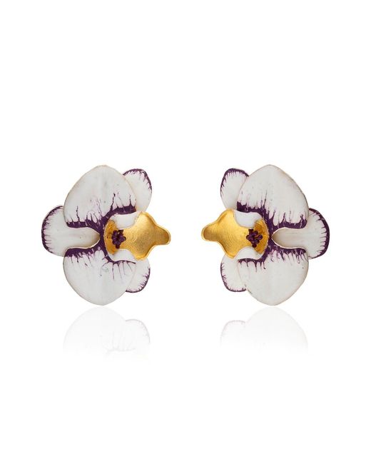 Milou Jewelry White Orchid Flower Earrings