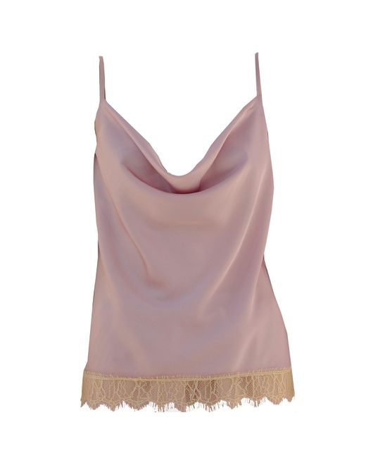 Noblesse Oblige Gray Cactus Flower Lace Trimmed Cowl Neck Camisole