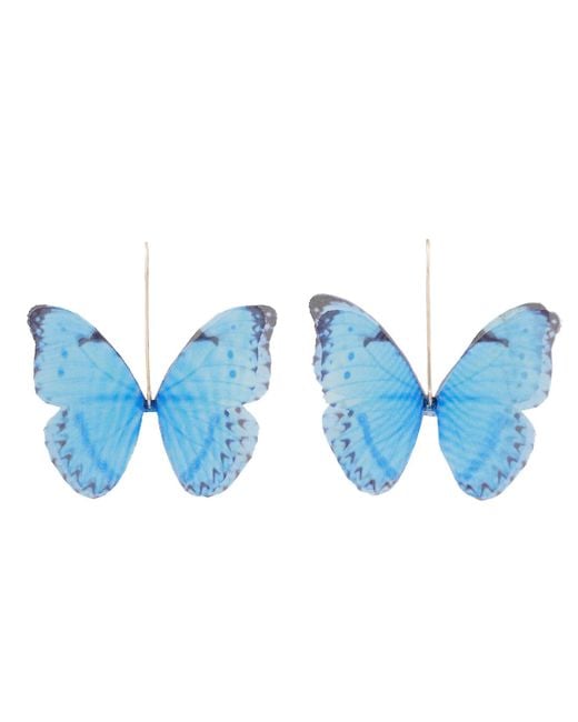 Oana Savu Blue Silk Butterfly Earrings Fairy Wings Goddess Jewelry Festival