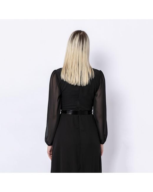 Haute Cuir Black Skinny Ringed Leather Belt