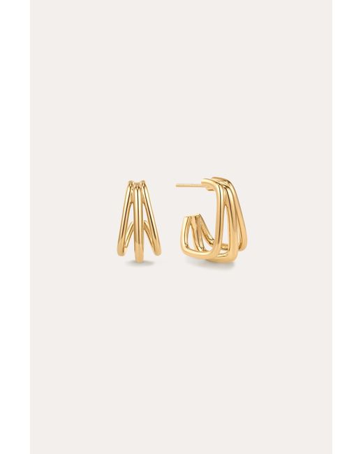 Vanhi Metallic Esther Square Hoop Stud Earrings