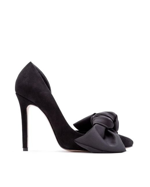 Ginissima Black Samantha Suede And Oversized Satin Bow Open Sided Stiletto